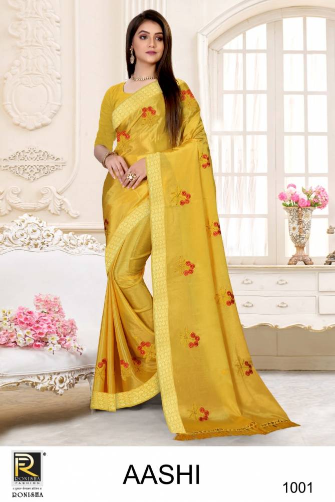 Ronisha Aashi Latest Designer Ethnic Wear Chinon Fancy Saree Collection